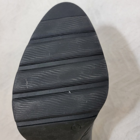 Tamaris Black Leather Round Toe Block 3" Heel Pumps Touch It Footbed EU 42 US 10 - Picture 9 of 15